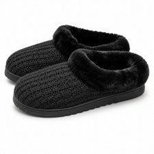 Dearfoams Chenille Scuff Slippers Black Memory Foam Comfort Women s Pick Size