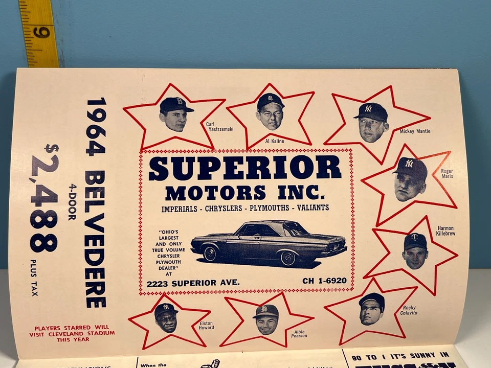 🔥 1964 Cleveland Indians Baseball Program vs Yankees Uns. Mantle HIGH GRADE!🔥 - Image 4 of 4