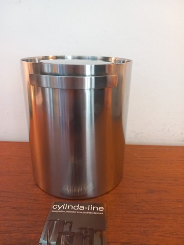 Arne Jacobsen Cylinda Line Stelton Champagne Cooler / Ice Bucket & Lid 1960s - Foto 7 di 15