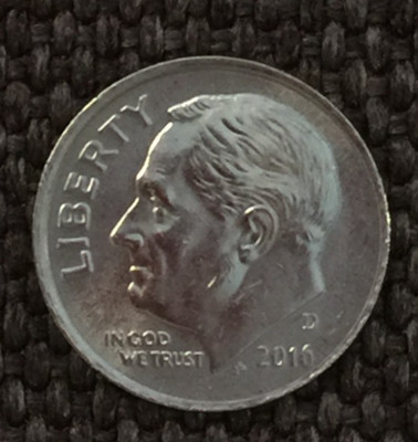 2016 D Dime Roosevelt, actual coin in picture, free shipping.