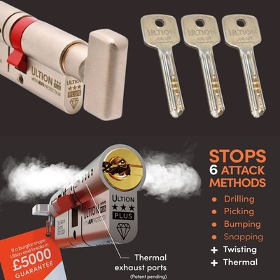 Ultion 3 * Plus Euro Zylinder Anti Snap Pick Bohrer Versicherung zugelassen alle Größen
