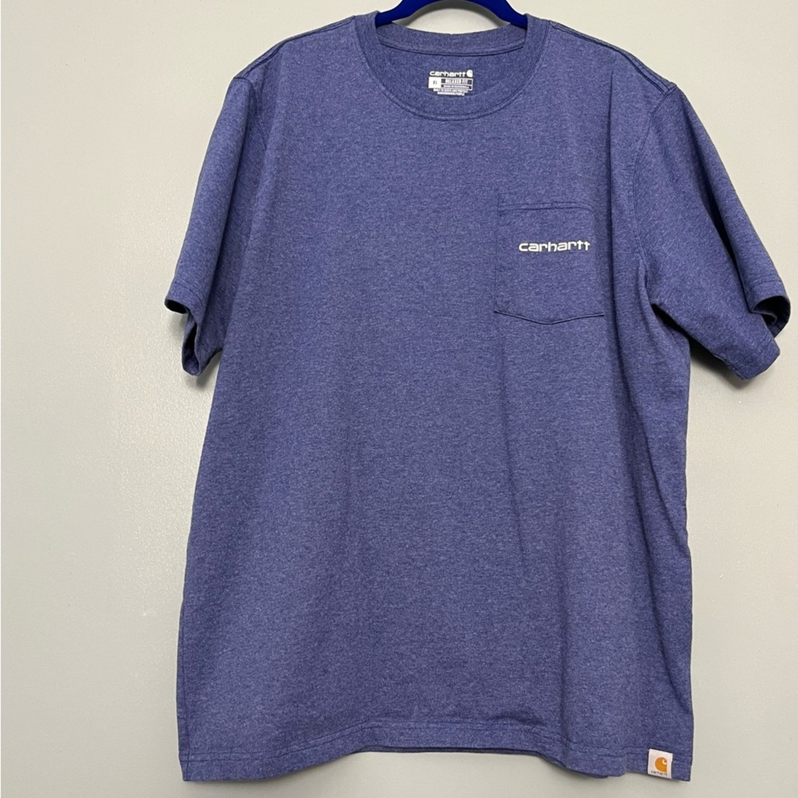 Carhartt Relaxed Fit Blue Pocket Tee Shirt for Men Size XL