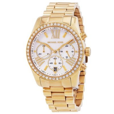 Michael Kors Lexington Lux Chronograph Gold-Tone Ladies Watch