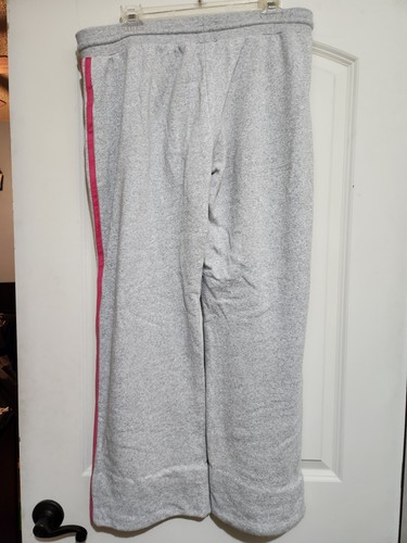 Nike Gray Pink Fleece Sweatpants Two Stripes Drawstring Size Large (12-14) - Picture 2 of 6