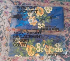 Two Vintage Sunbed Lounger Covers Blue Orange Yellow Floral Flowers 70s