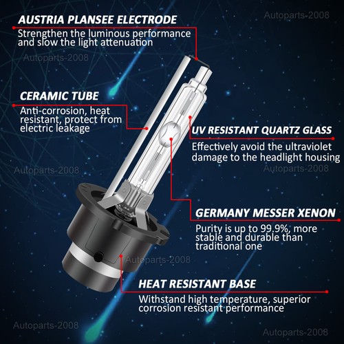 D2S D2R HID Xenon Headlight Bulbs Replace Low/High Beam 6000K 8000K SET OF 2 - Picture 10 of 16