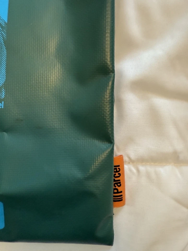 III посылка зеленый синий наплечная сумка с короткими ручками y2k винтажный Иисус мой папа слоган значок - Изображение 3 из 4