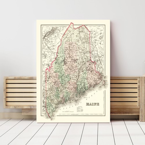 Old Map of Maine 1875 - Vintage Maine Art - Picture 3 of 29