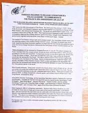 THE POLICE 2Oth ANNIVERSARY TRIBUTE CD PRESS RELEASES