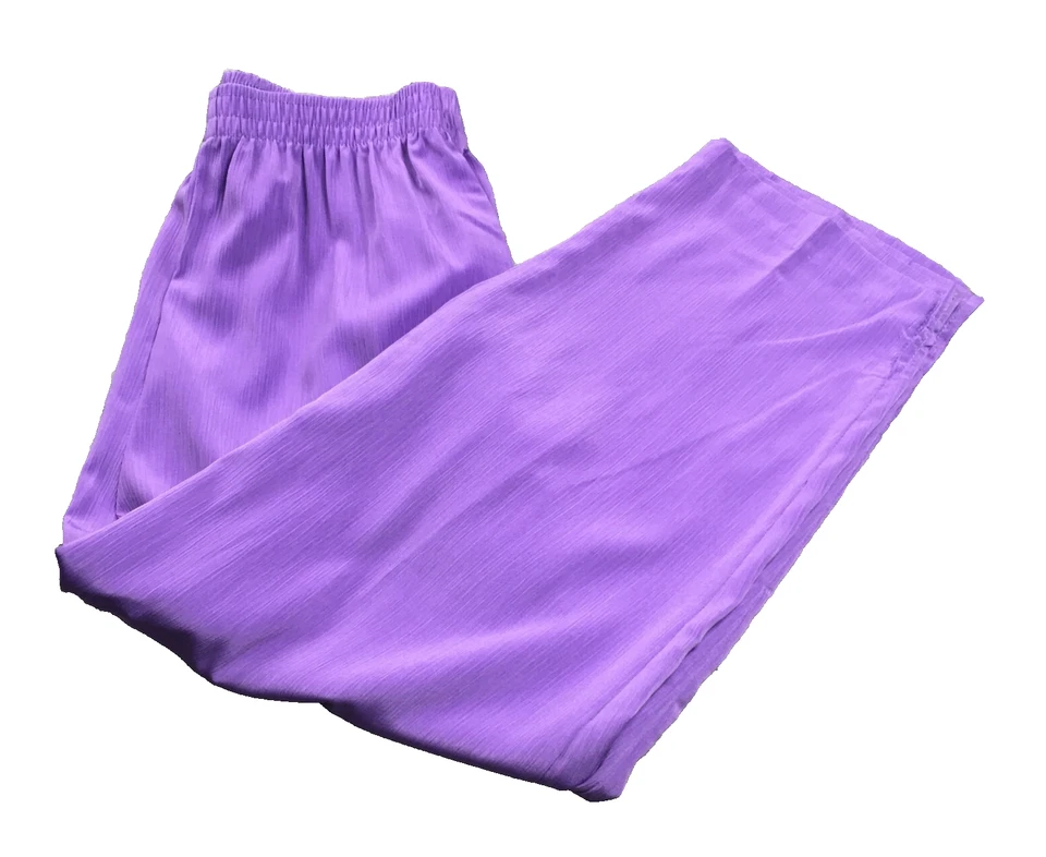 Maggie Sweet Women Cropped Pants Sz M Purple Summer Tapestry Elastic Waist NWOT - Image 2 of 4