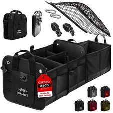 3-Section Car Trunk Organizer XL – Large Modular Auto Storage Bin, Foldabl