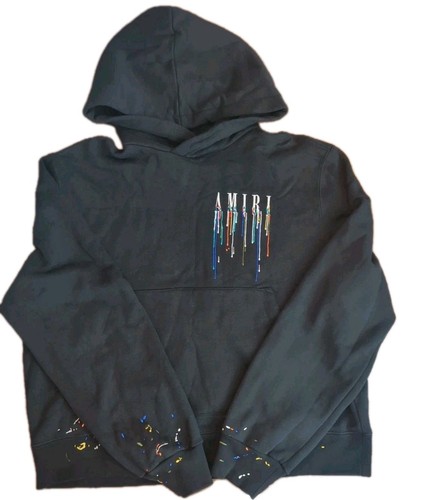Amiri Herren Paint Drip Logo Schwarz Langarm Pullover Hoodie Gr. XL - Bild 1 von 13