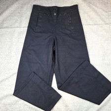 Navy Sailor True Vintage Wool Pants 32 x 28.5 Lace Back Bell Bottom Cracker Jack