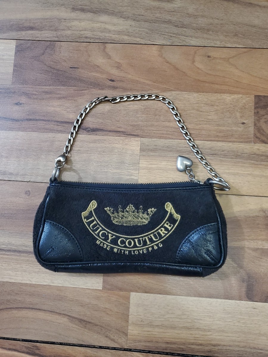 VTG Juicy Couture Baguette Mini Velour Chain Purse Logo Y2K 1990s