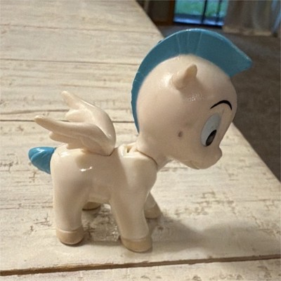 Pegasus Horse Figure, Plastic, White/Blue, Winged Pony, Blue Mane & Tail
