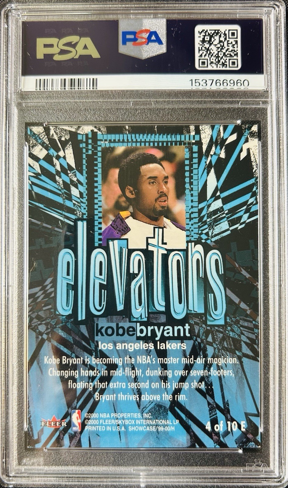 🔥1999 Flair Showcase Elevators #4 Kobe Bryant PSA 8 view 2