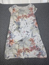 Lungo L'Arno Women's Plus Size 1X Linen Dress Floral Italy Summer