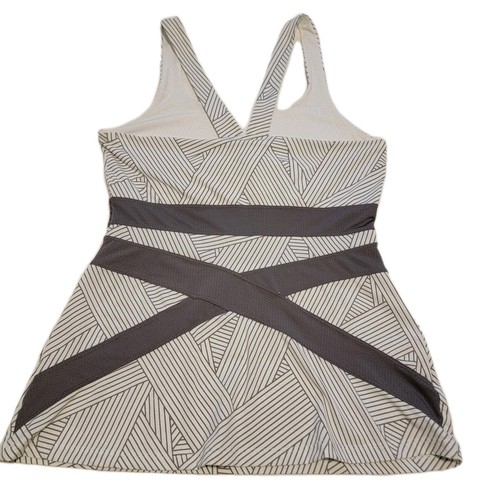 Eleven Venus Williams Tank Top Womens L Sport Bra Racerback Strappy USA Geo Gray - Picture 2 of 8