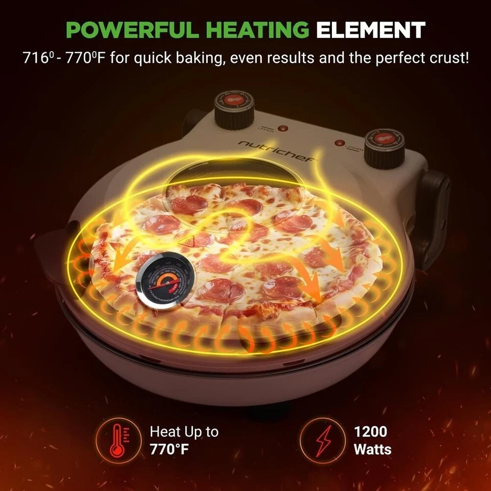 NutriChef Encimera Pizza Maker - Horno Eléctrico con Controles de Temperatura Foto 2 de 4