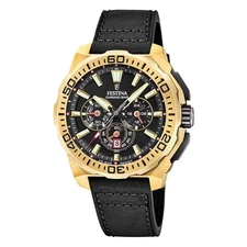 Festina Chronograph F20728-3 Chrono Bike 2025 Leather Strap Black 20ATM