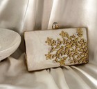 Handcrafted Unique Natural Seashell Inlaid Brass Clutch Bag for Women