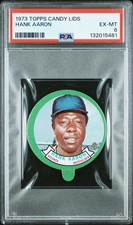 1973 Topps Candy Lids Hank Aaron PSA 6 Atlanta Braves HOF (POP 8 - 1 HIGHER)