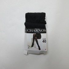 Charnos Womens Opaque Matt Tights 40 Denier Size M-L Black 2 Pair Pack