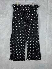 French Laundry Women  s Cropped Pants Sz Large Black White Polka Dot Wide Leg
