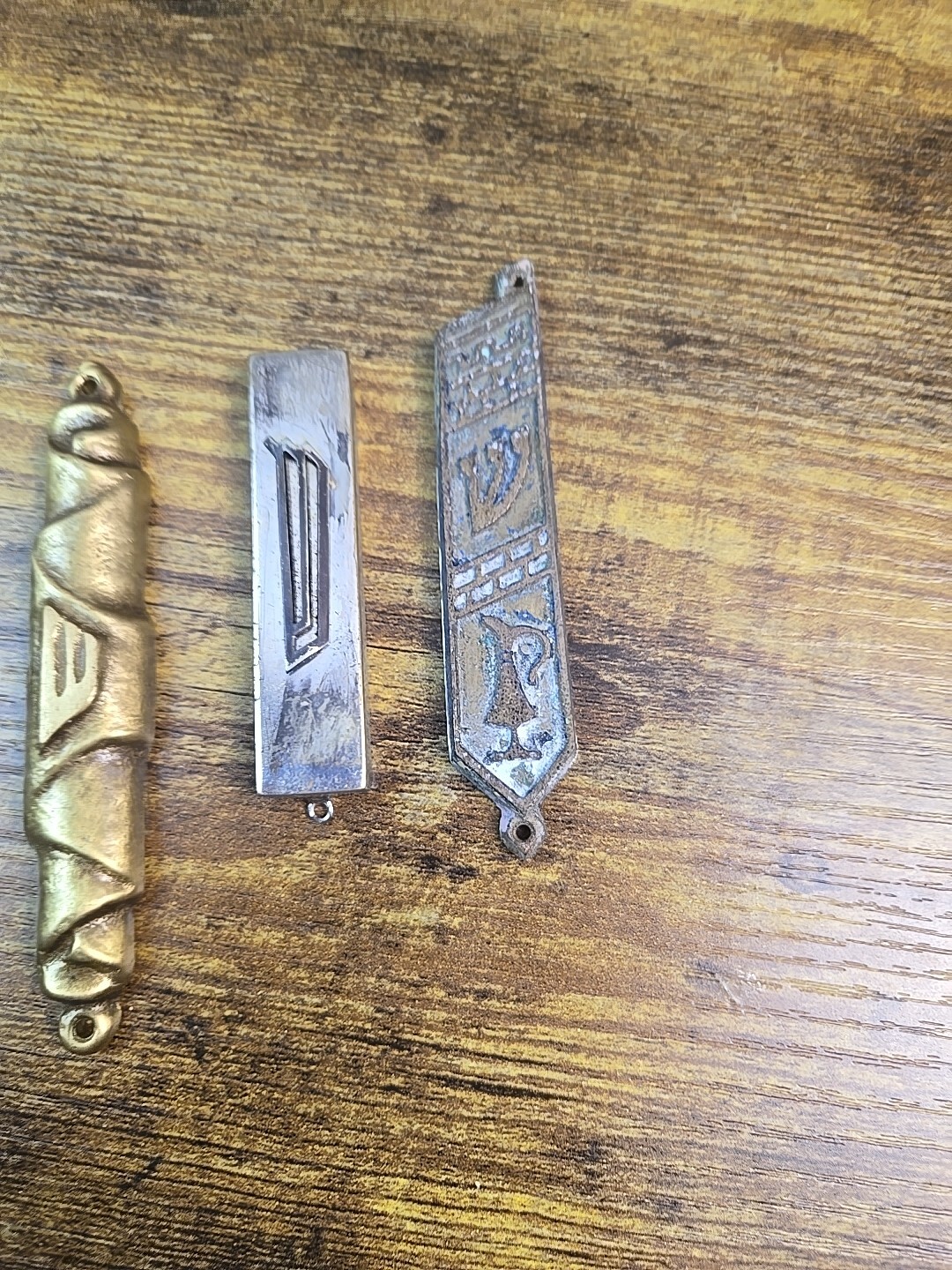 Vintage Mezuzah judaica Cast Bronze , silverplated , brass, 4 PC Set eBay