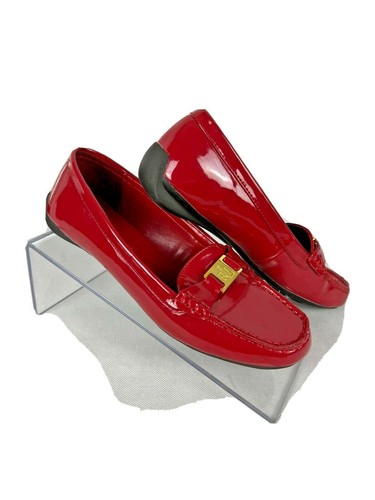 Ralph Patent Driving Shiney Mocasines Rojos Mocasines Zapatos Planos Mujer | eBay