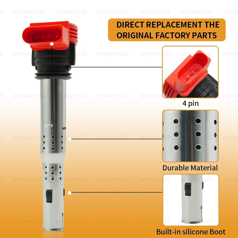 4 bobinas de encendido + 4 bujías aptas para Tiguan CC 2009-2016 2,0 L l4 Foto 2 de 4