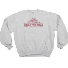 VINTAGE Russell Athletic Sweatshirt Mens XL Gray 90s Made in USA Milky Way Farm