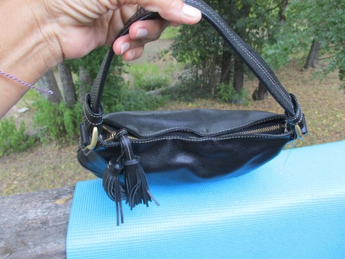 TALBOTS Tasseled Black Leather Hobo Shoulder Bag Handtasche TOP - Bild 6 von 13