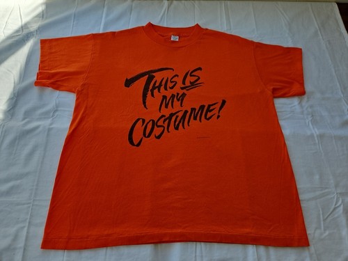 Vintage 1989 Hallmark This Is My Costume Adult XL T-Shirt Orange Black 22"× 25" - 第 1/8 張圖片