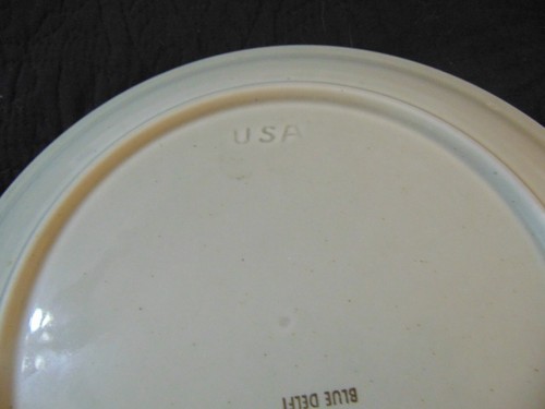 TAYOR SMITH/TAYLOR IRONSTONE 10.5" DINNER PLATE BLUE DELFT FOLK ART USA - Picture 6 of 9