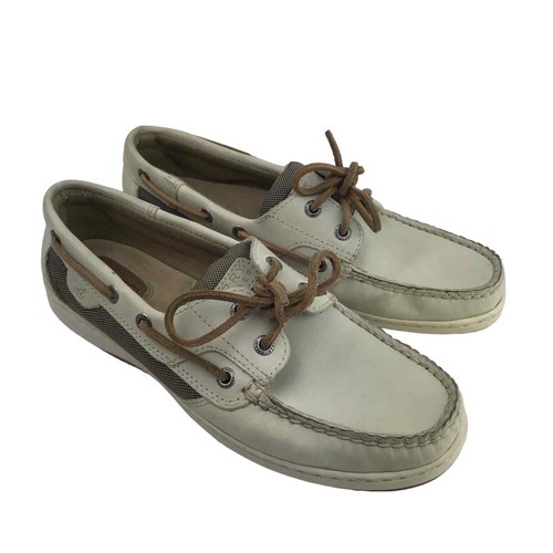 Sperry Top-Sider Damen-Bootsschuhe 9812710 cremeweiß beige Leder Größe 8M