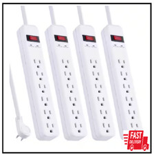 3 Ft. 6-Outlet Power Strip Surge Protector, White 4-Pack 