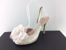  495 Kate Spade Camilla Women's Ivory Satin Open Toe Heels 6 B