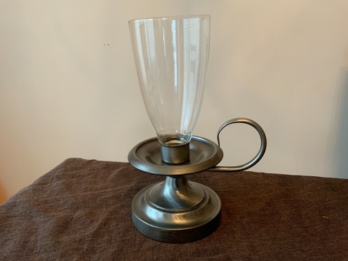 Vintage Metall Windlicht Kammerlampe Kerzenhalter Schlaufengriff - Bild 1 von 9