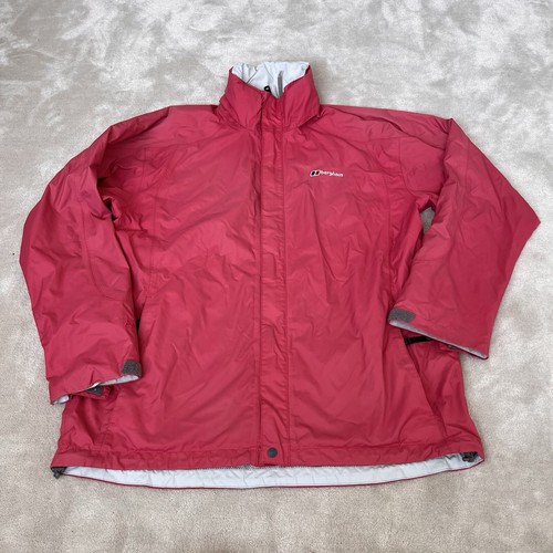 Womens BERGHAUS AQ2 Pink Hooded Waterproof Windbreaker Jacket Coat Zip UK 16