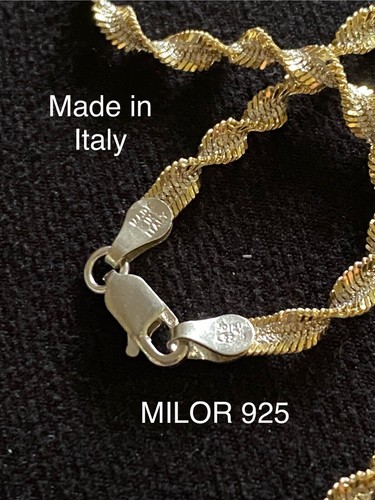 "Precioso collar de cadena de cuerda de 17"" de plata de ley 925 y oro MILOR ITALY" - Imagen 5 de 5
