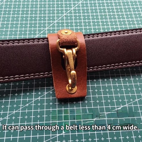 Men Leather Belt Key Chain Clips Belt Loop Car Key Ring Holder Brass Snap Hook - Picture 4 of 16