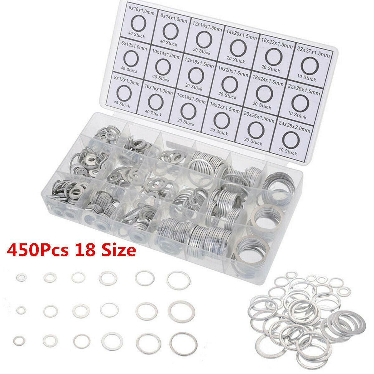 450X 18 Size Car Engine Oil Drain Plug Aluminum Washer Seal O-Ring Gasket Kit1