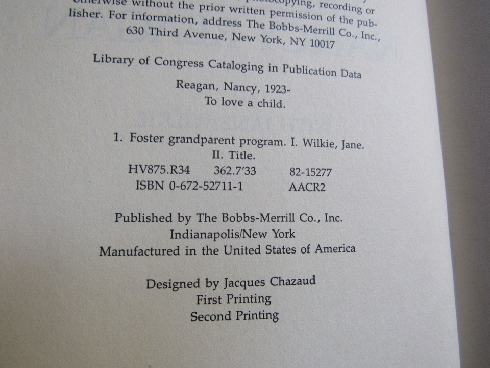 First Lady Nancy Reagan Collection Book, Ribbon, White House Trip