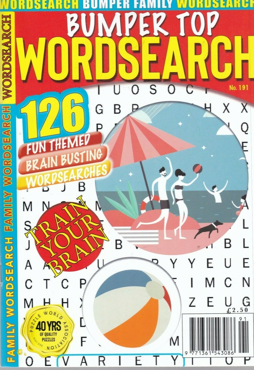 BUMPER TOP WORDSEARCH PUZZLE BOOK MAGAZINE 126 FUN BRAIN TRAINING PUZZLES #191