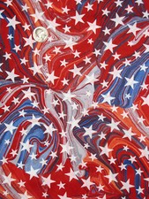 Patriotic Star Paint Swirl Fabric By The Yard Red White Blue July 4 Cotton