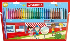 Stabilo Power Fibre Felt Tip Pens - Wallet of 30 Assorted Colours