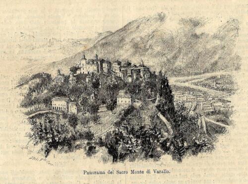 Stampa antica SACRO MONTE di VARALLO Vercelli Piemonte 1885 Old antique print - Bild 1 von 1