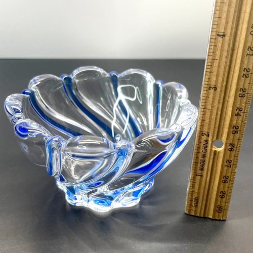 Mikasa Peppermint Cobalt Candleholder Blue Clear Swirl with Box 2.5" Germany - Picture 18 of 21