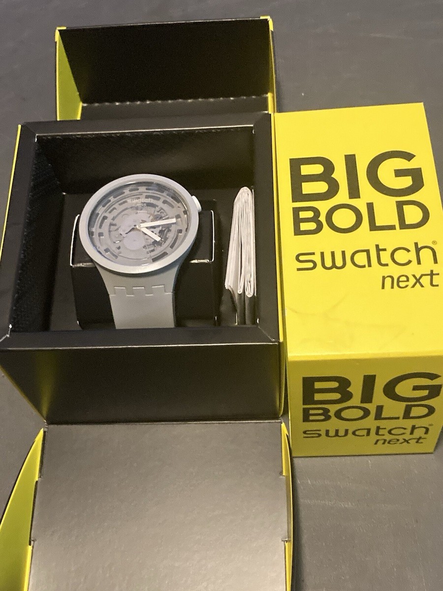 Swatch Next Grey SB03M100 Big Bold 47mm Bioceramic New With Box